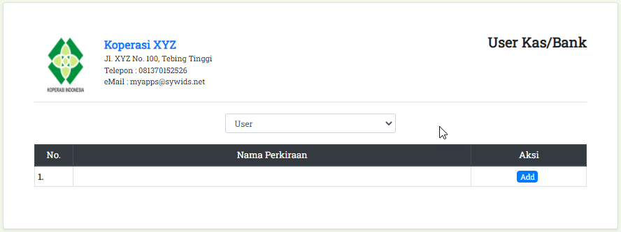 User Kas/Bank
