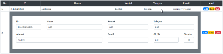 Daftar Customer