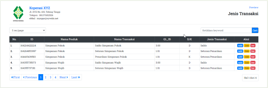 Setup Jenis Transaksi